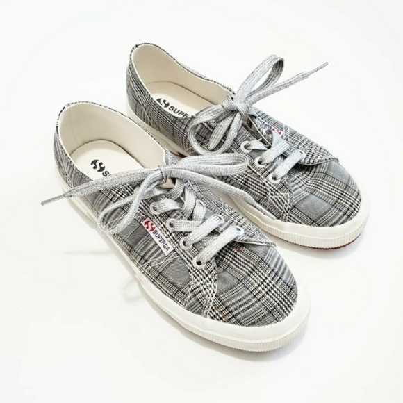 Superga Shoes - Superga BrittishW Black Plaid Sneakers Womens 7.5